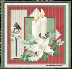 Candles,poinsettia and holly