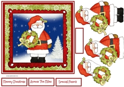 Santa Clause and holly wreath