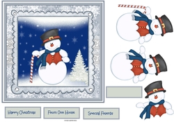 Snowman and candy cane
