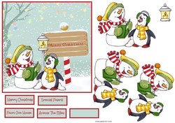snowman and penguin carol singers