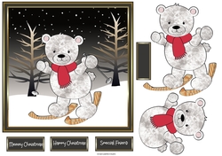 Polar bear skiing fun