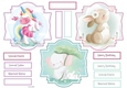 Unicorn, rabbit and elephant toppers