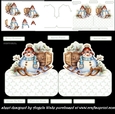 Snowman on a sledge shaped card , sentiment tiles, decoupage and insert