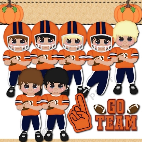 Football Clipart-Orange and Blue