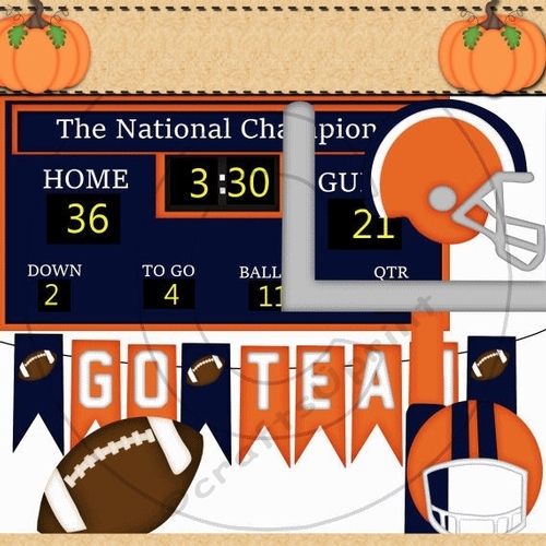 Football Goodies Clipart-Orange and Blue