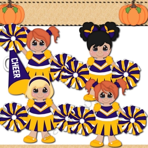 Cheerleader Clipart-Purple and Yellow
