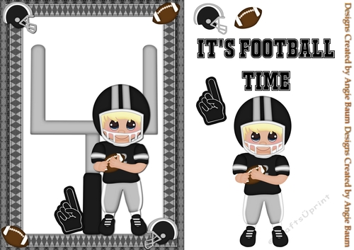 Football Player Greeting Card Black and Silver and Blonde Hair