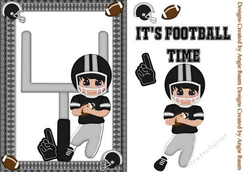 Football Player Greeting Card Black and Silver and Black Hair