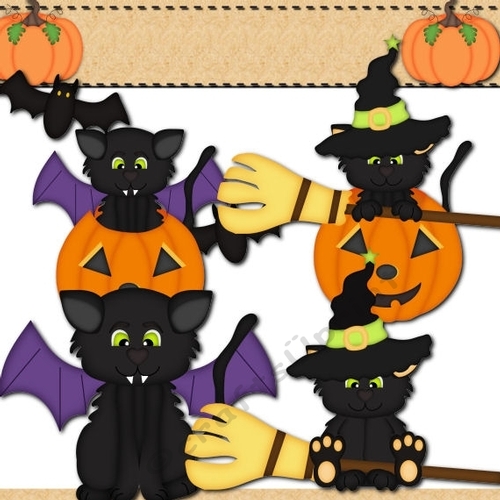 Halloween Kitties Clipart Graphics 2