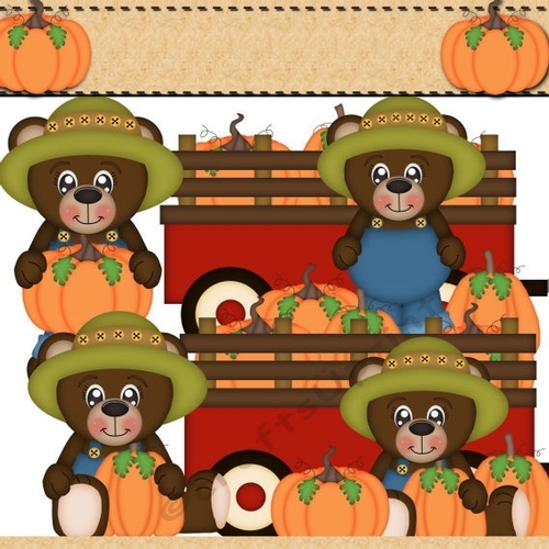 Fall Bear Boys Clipart 2