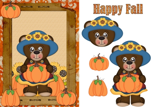Fall Bear Girl Greeting Card