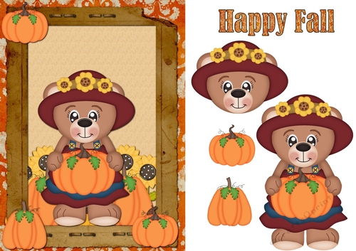 Fall Bear Girl Greeting Card-2