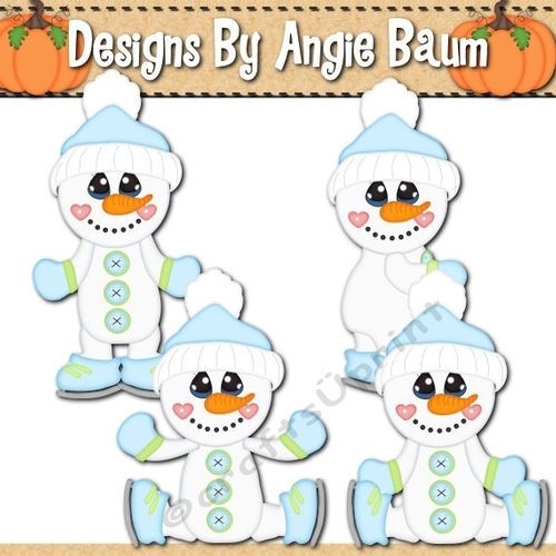 Iceskating Snowman Boys Clipart