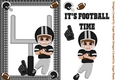 Football Player Greeting Card Black and Silver and Brunette Hair