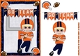 Football Players Greeting Card Blue and Orange Blonde Hair