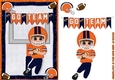 Football Players Greeting Card Blue and Orange Blonde Hair