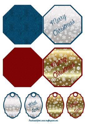 Octagon Christmas Card with Gift Tags