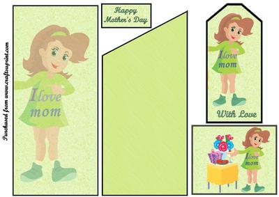 I Love Mom Bookmark Card