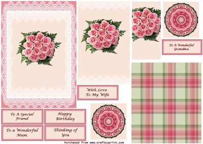 Pink Roses with Lace Frame