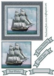 Blue Sailing Ship