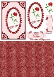 Red Rose Oval Frame