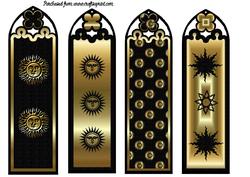 Black and Gold Sun Bookmarks