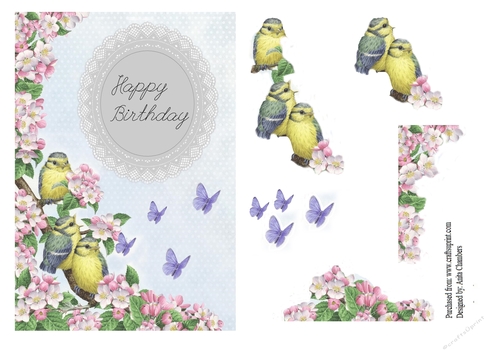 birthday birds decoupage topper