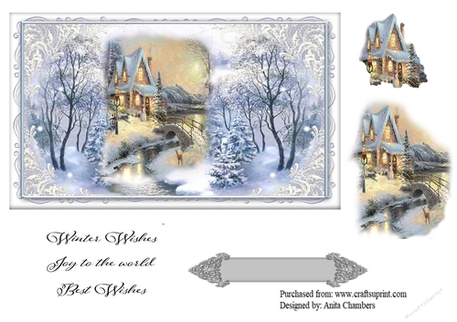 winter Christmas decoupage scene