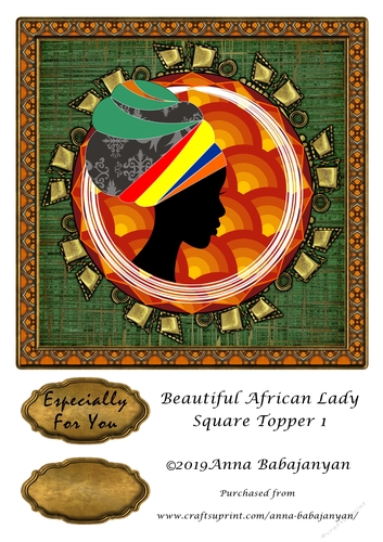 Beautiful African Lady Square Topper 1