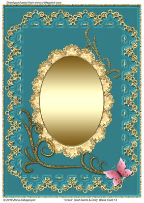 Grace Gold Swirls & Doily Blank Card 13