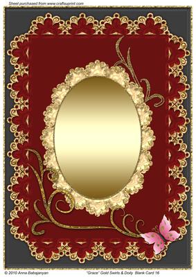 Grace Gold Swirls & Doily Blank Card 16
