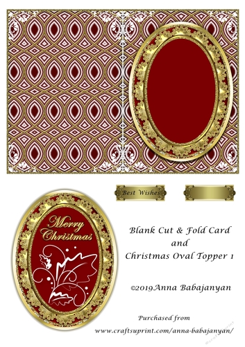 Blank Cut & Fold Card and Christmas Oval Topper 1
