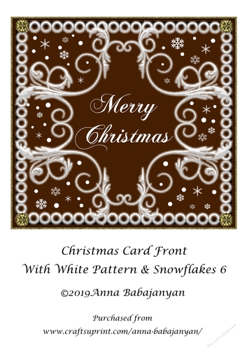 Christmas Card Front With White Pattern & Snowflakes 6