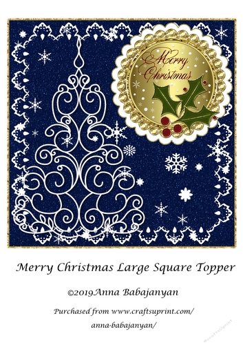 Merry Christmas Large Square Topper