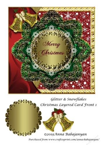 Glitter & Snowflakes Christmas Layered Card Front 1