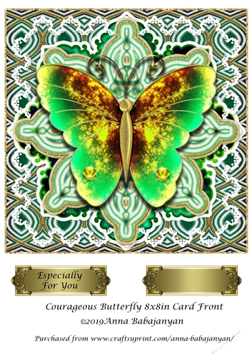 Courageous Butterfly 8x8in Card Front