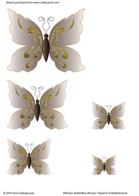 Affection Butterflies (brown) Toppers/embellishments