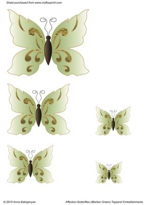Affection Butterflies (m.green) Toppers/embellishments