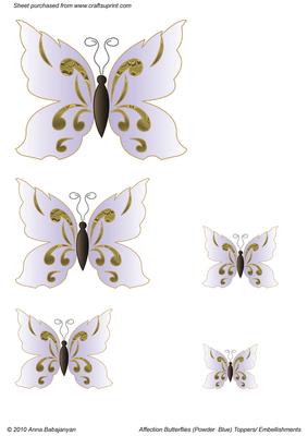 Affection Butterflies (powder Blue) Toppers/embellishments