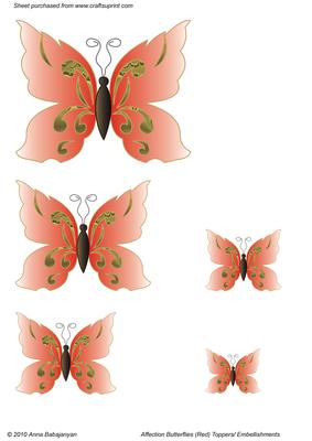 Affection Butterflies (red) Toppers/embellishments