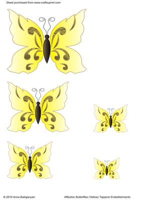 Affection Butterflies (yellow) Toppers/embellishments