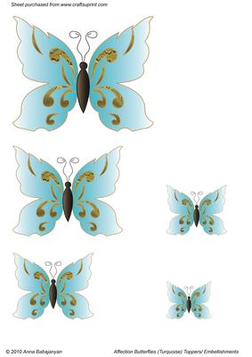 Affection Butterflies (turquoise) Toppers/embellishments