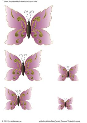 Affection Butterflies (purple) Toppers/embellishments