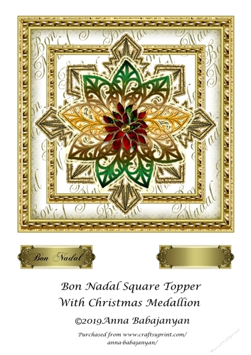 Bon Nadal Square Topper With Christmas Medallion