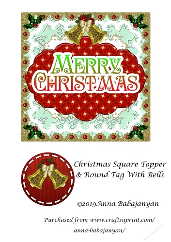 Christmas Square Topper & Round Tag With Bells