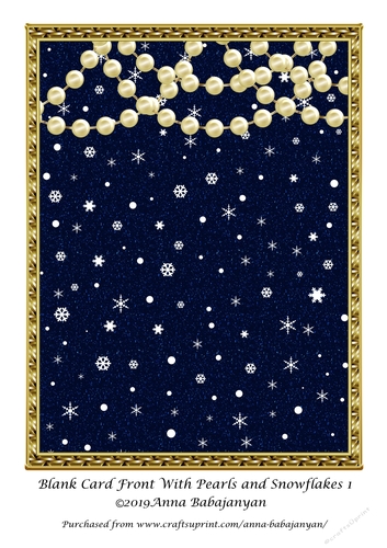 Blank Card Front With Pearls and Snowflakes 1
