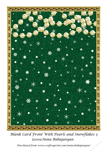 Blank Card Front With Pearls and Snowflakes 3