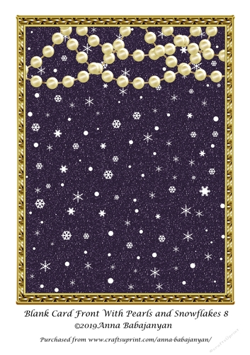 Blank Card Front With Pearls and Snowflakes 8