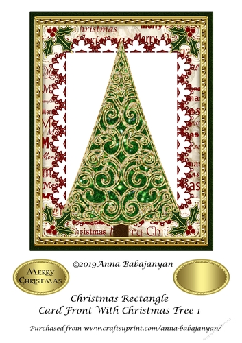 Christmas Rectangle Card Front With Christmas Tree 1