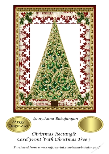 Christmas Rectangle Card Front With Christmas Tree 3